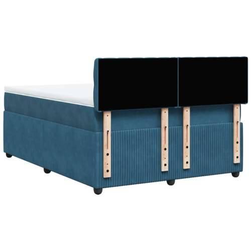 Krevet box spring s madracem plavi 160 x 200 cm baršunasti Plava 160 x 200 cm Dizajn s gumbima Cijena