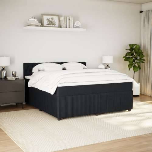 Krevet s oprugama i madracem crni 180x200 cm baršunasti - Crna 180 x 200 cm Dizajn s gumbima Cijena