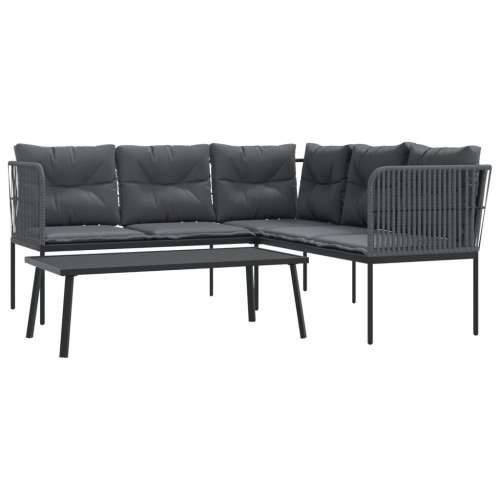 Set vrtnih sofa s jastucima crni od čelika i tekstilena - Antracit 1 Cijena