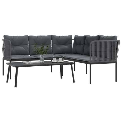 Set vrtnih sofa s jastucima crni od čelika i tekstilena - Antracit 1 Cijena