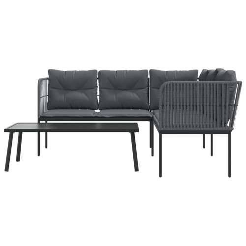 Set vrtnih sofa s jastucima crni od čelika i tekstilena - Antracit 1 Cijena