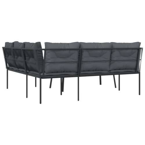 Set vrtnih sofa s jastucima crni od čelika i tekstilena - Antracit 1 Cijena