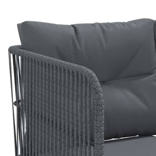 Set vrtnih sofa s jastucima crni od čelika i tekstilena - Antracit 1 Cijena