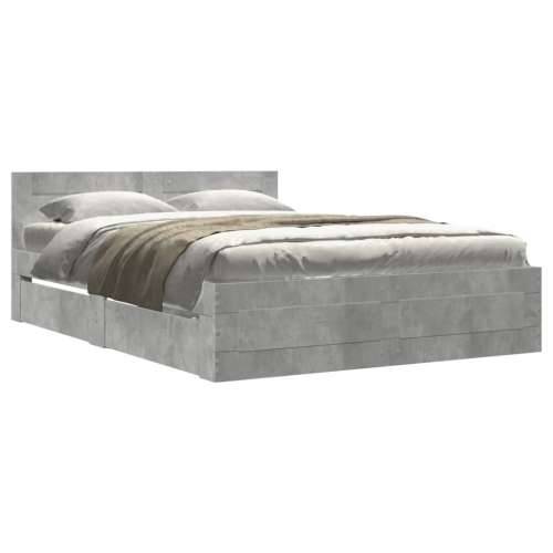 Okvir kreveta s uzglavljem siva boja betona 135x190 cm drveni - Beton siva 135 x 190 cm Cijena