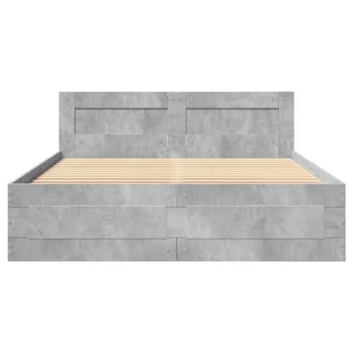 Okvir kreveta s uzglavljem siva boja betona 135x190 cm drveni - Beton siva 135 x 190 cm Cijena