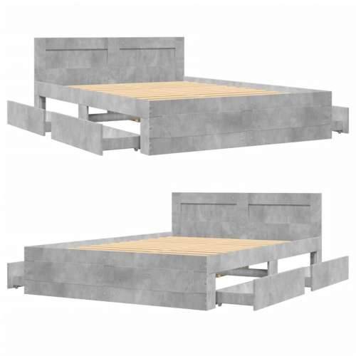 Okvir kreveta s uzglavljem siva boja betona 135x190 cm drveni - Beton siva 135 x 190 cm Cijena