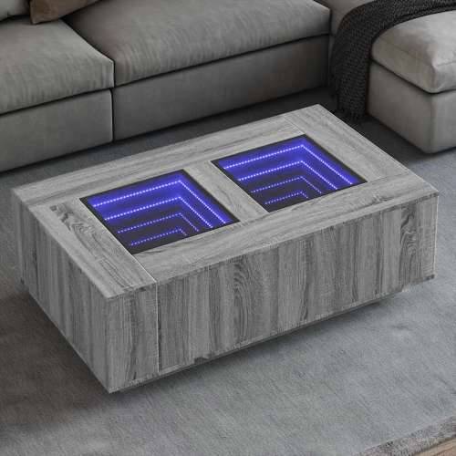 Stolić s beskonačnim LED svjetlima boja hrasta 116x69x40 cm - Sivi hrast sonoma 116 x 69 x 40 cm 1 Cijena