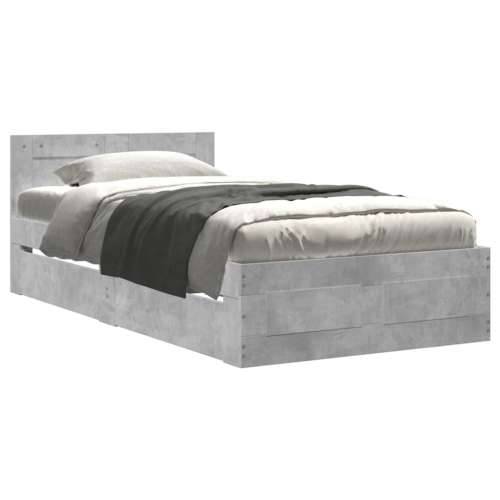 Okvir kreveta s uzglavljem siva boja betona 75x190 cm drveni - Beton siva 75 x 190 cm Cijena