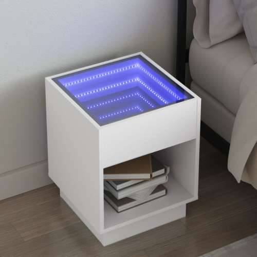Noćni ormarić s beskonačnim LED svjetlima bijeli 40x40x50 cm - Bijela 40 x 40 x 50 cm 1 Cijena