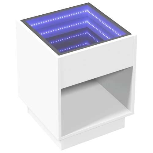 Noćni ormarić s beskonačnim LED svjetlima bijeli 40x40x50 cm - Bijela 40 x 40 x 50 cm 1 Cijena