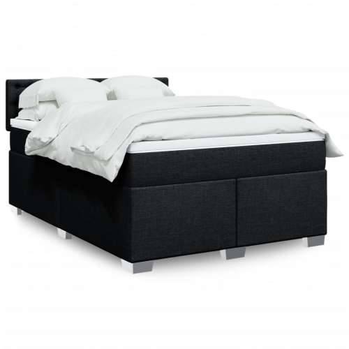 Krevet s oprugama i madracem crni 140 x 190 cm od tkanine - Crna 140 x 190 cm gumbi Cijena