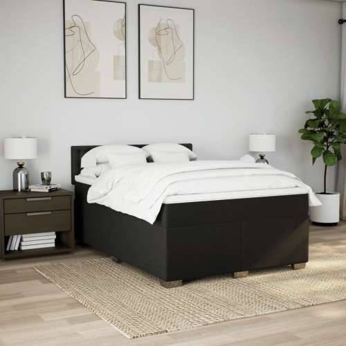 Krevet s oprugama i madracem crni 140 x 190 cm od tkanine - Crna 140 x 190 cm gumbi Cijena