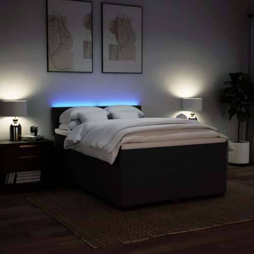 Krevet s oprugama i madracem crni 140 x 190 cm od tkanine - Crna 140 x 190 cm gumbi Cijena