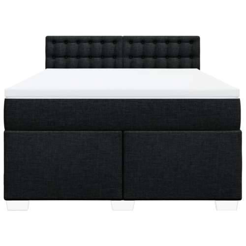 Krevet s oprugama i madracem crni 140 x 190 cm od tkanine - Crna 140 x 190 cm gumbi Cijena