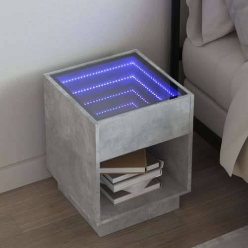 Noćni ormarić s beskonačnim LED siva boja betona 40x40x50 cm - Beton siva 40 x 40 x 50 cm 1 Cijena