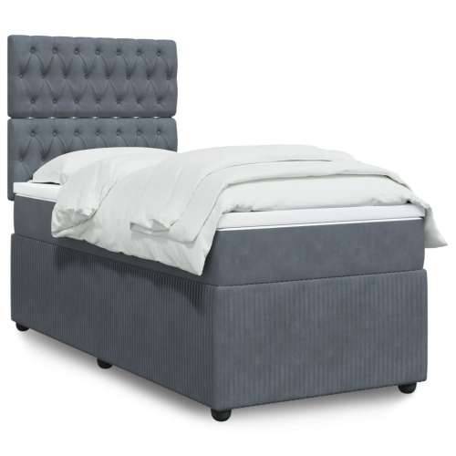 Box spring krevet s madracem tamnosivi 80 x 200 cm baršunasti - Tamno siva 80 x 200 cm Dizajn s gumbima Cijena
