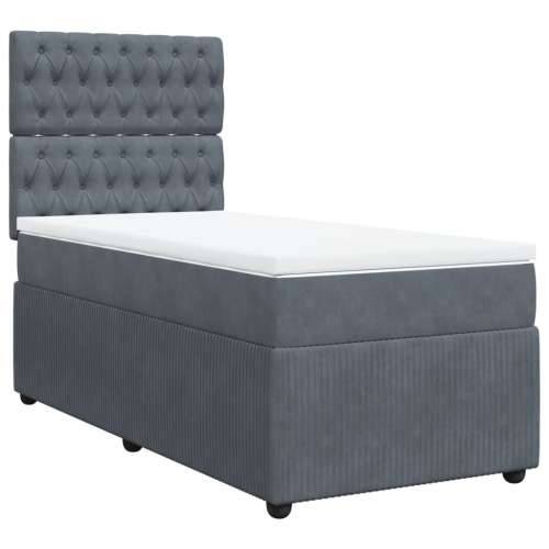 Box spring krevet s madracem tamnosivi 80 x 200 cm baršunasti - Tamno siva 80 x 200 cm Dizajn s gumbima Cijena