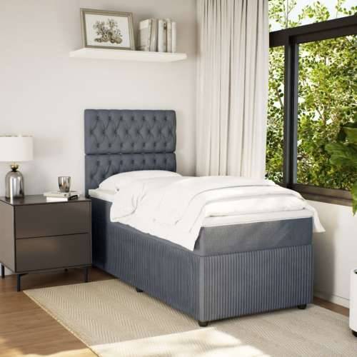 Box spring krevet s madracem tamnosivi 80 x 200 cm baršunasti - Tamno siva 80 x 200 cm Dizajn s gumbima Cijena