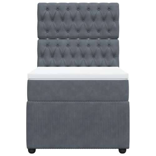 Box spring krevet s madracem tamnosivi 80 x 200 cm baršunasti - Tamno siva 80 x 200 cm Dizajn s gumbima Cijena