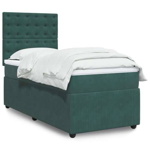 Box spring krevet s madracem tamnozeleni 80 x 200 cm baršunasti Tamnozelena 80 x 200 cm gumbi Cijena