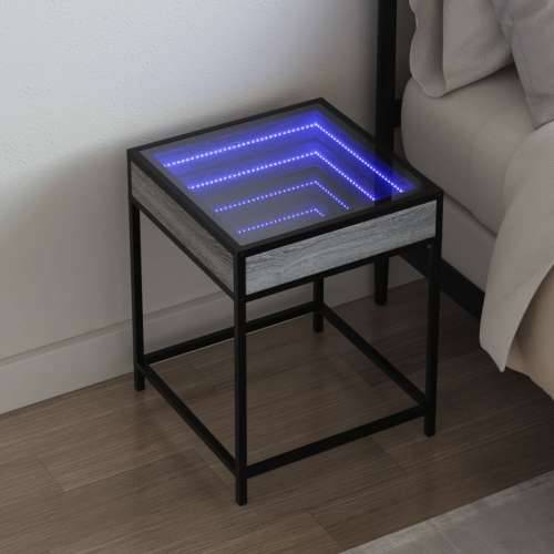 Noćni ormarić s beskonačnim LED boja hrasta 40 x 40 x 51 cm - Sivi hrast sonoma 1 Cijena