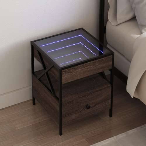 Noćni ormarić s beskonačnim LED boja smeđeg hrasta 40x40x51 cm - Smeđi hrast 1 Cijena