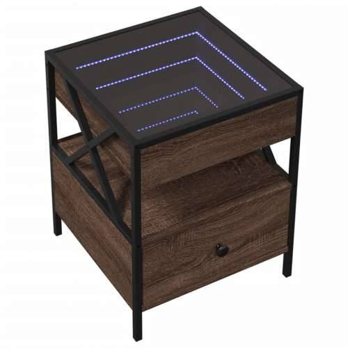 Noćni ormarić s beskonačnim LED boja smeđeg hrasta 40x40x51 cm - Smeđi hrast 1 Cijena