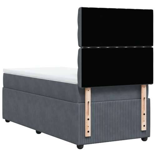 Box spring krevet s madracem tamnosivi 90x200 cm baršunasti Tamno siva 90 x 200 cm Dizajn s gumbima Cijena