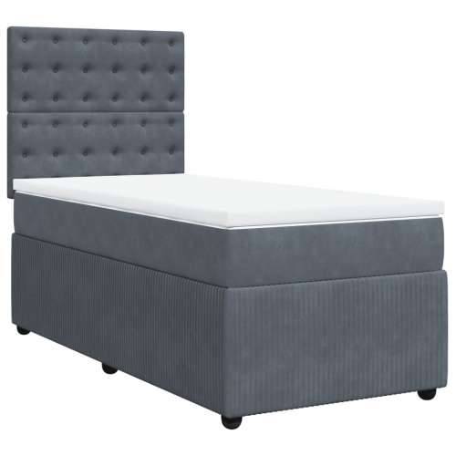 Box spring krevet s madracem tamnosivi 90x200 cm baršunasti - Tamno siva 90 x 200 cm gumbi Cijena