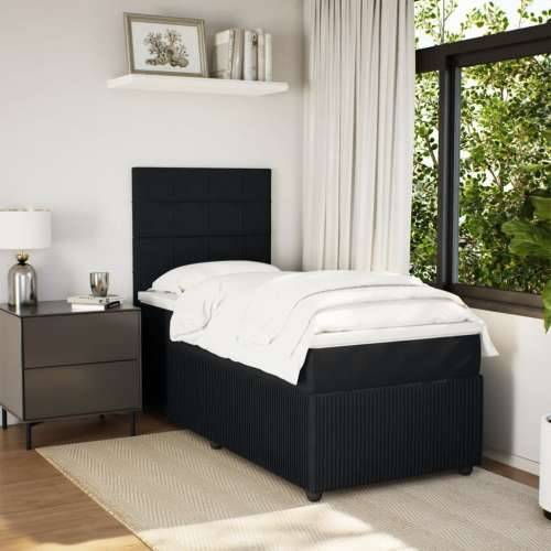 Box spring krevet s madracem crni 100x200 cm baršunasti - Crna 100 x 200 cm Blok s kvadratima Cijena