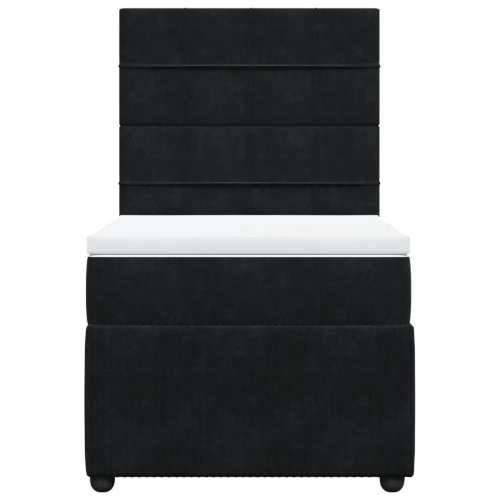 Box spring krevet s madracem crni 100x200 cm baršunasti - Crna 100 x 200 cm Blok s kvadratima Cijena