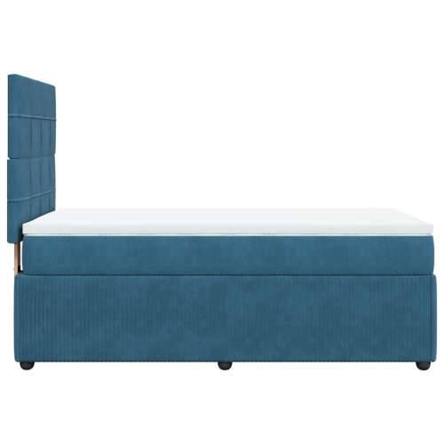 Box spring krevet s madracem tamnoplavi 100x200 cm baršunasti - Plava 100 x 200 cm Blok s kvadratima Cijena