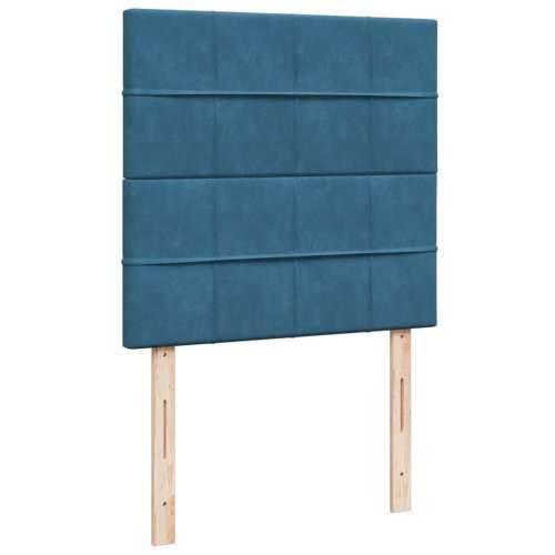 Box spring krevet s madracem tamnoplavi 100x200 cm baršunasti - Plava 100 x 200 cm Blok s kvadratima Cijena