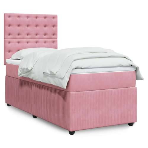 Box spring krevet s madracem ružičasti 100x200 cm baršunasti - Ružičasta 100 x 200 cm gumbi Cijena