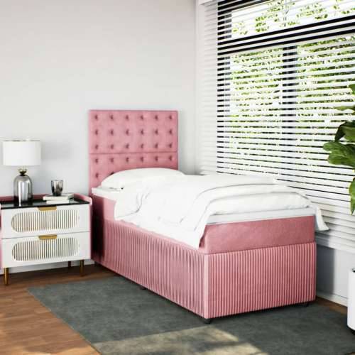 Box spring krevet s madracem ružičasti 100x200 cm baršunasti - Ružičasta 100 x 200 cm gumbi Cijena