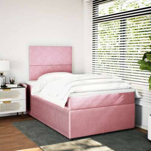 Box spring krevet s madracem ružičasti 120 x 200 cm baršunasti - Ružičasta 120 x 200 cm Gladak dizajn Cijena