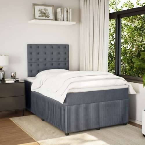 Box spring krevet s madracem tamnosivi 120 x 200 cm baršunasti Tamno siva 120 x 200 cm gumbi Cijena
