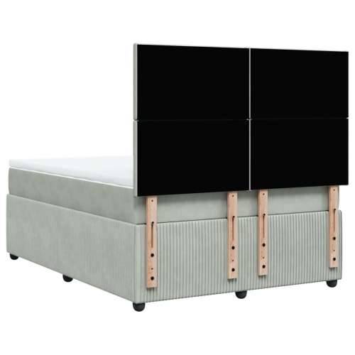 Krevet s oprugama i madracem svjetlosivi 140x190 cm baršunasti - Svjetlosiva 140 x 190 cm Gladak dizajn Cijena