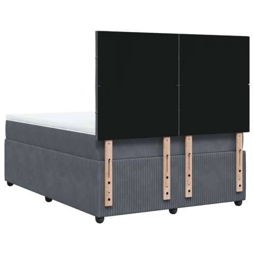 Krevet s oprugama i madracem tamnosivi 140x190 cm baršunasti - Tamno siva 140 x 190 cm Blok s kvadratima Cijena