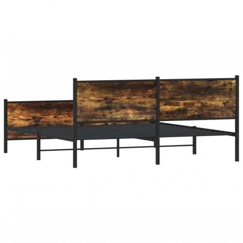 Metalni okvir kreveta bez madraca boja hrasta 183x213 cm - Dimljeni hrast 183 x 213 cm s uzglavljem i podnožjem Cijena