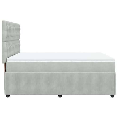 Krevet s oprugama i madracem svjetlosivi 140x190 cm baršunasti - Svjetlosiva 140 x 190 cm Dizajn s gumbima Cijena