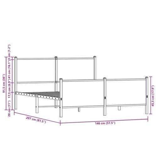 Metalni okvir kreveta bez madraca boja hrasta sonome 140x200 cm - sonoma hrast 140 x 200 cm s uzglavljem i podnožjem Cijena
