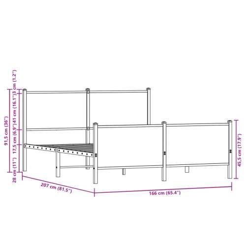 Metalni okvir kreveta bez madraca boja hrasta sonome 160x200 cm - sonoma hrast 160 x 200 cm s uzglavljem i podnožjem Cijena