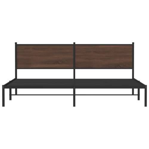 Metalni okvir kreveta bez madraca smeđa boja hrasta 200x200 cm - Smeđi hrast 200 x 200 cm s uzglavljem Cijena