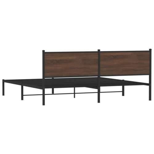 Metalni okvir kreveta bez madraca smeđa boja hrasta 200x200 cm - Smeđi hrast 200 x 200 cm s uzglavljem Cijena