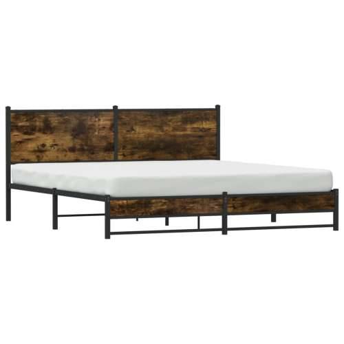 Metalni okvir kreveta bez madraca boja hrasta 183x213 cm - Dimljeni hrast 183 x 213 cm s uzglavljem i dvostrukim niskim podnožje Cijena