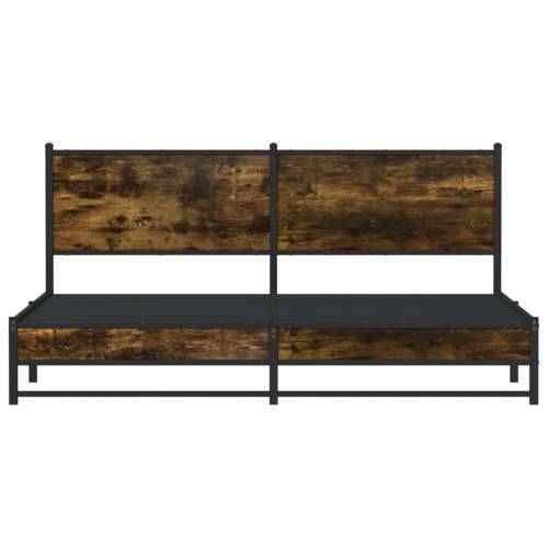 Metalni okvir kreveta bez madraca boja hrasta 183x213 cm - Dimljeni hrast 183 x 213 cm s uzglavljem i dvostrukim niskim podnožje Cijena