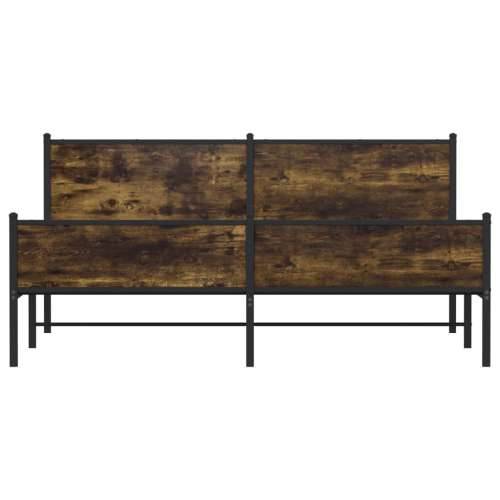 Metalni okvir kreveta bez madraca boja hrasta 193x203 cm - Dimljeni hrast 193 x 203 cm s uzglavljem i visokim podnožjem Cijena
