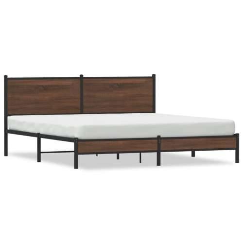 Metalni okvir kreveta bez madraca smeđa boja hrasta 183x213 cm - Smeđi hrast 183 x 213 cm s uzglavljem i niskim podnožjem Cijena