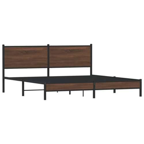 Metalni okvir kreveta bez madraca smeđa boja hrasta 183x213 cm - Smeđi hrast 183 x 213 cm s uzglavljem i niskim podnožjem Cijena
